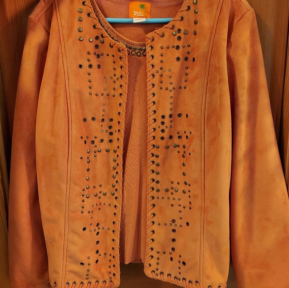Hearts of palms ultra faux suede jacket top withbronze studs grommets design med - Picture 5 of 5